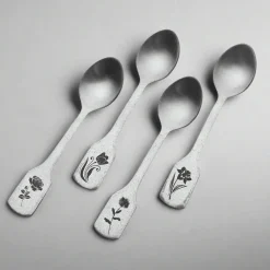 Matte Floral Set of 4 Mini Coffee Spoons