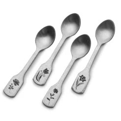 Matte Floral Set of 4 Mini Coffee Spoons