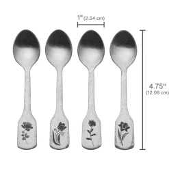 Matte Floral Set of 4 Mini Coffee Spoons