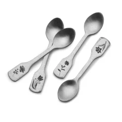 Matte Floral Set of 4 Mini Coffee Spoons