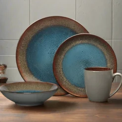 Monroe Blue 16 Piece Dinnerware Set, Service for 4