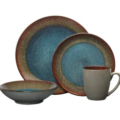 Monroe Blue 16 Piece Dinnerware Set, Service for 4