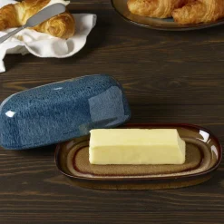 Monroe Blue Covered Butter Dish