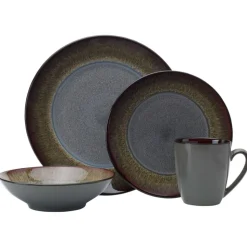 Monroe Gray 16 Piece Dinnerware Set, Service for 4