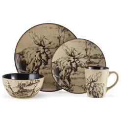 Mossy Oak Animal Print 16 Piece Dinnerware Set, Service for 4