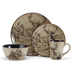 Mossy Oak Animal Print 16 Piece Dinnerware Set, Service for 4
