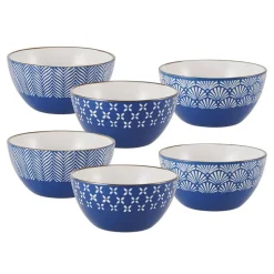 Navy Set of 6 Soup Cereal Bowls, Assorted