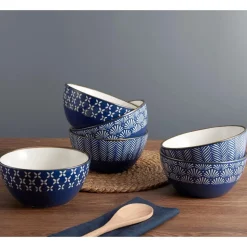 Navy Set of 6 Soup Cereal Bowls, Assorted