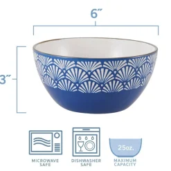 Navy Set of 6 Soup Cereal Bowls, Assorted
