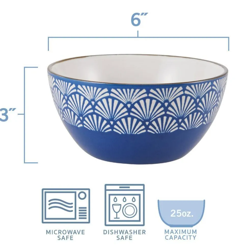 Navy Set of 6 Soup Cereal Bowls, Assorted