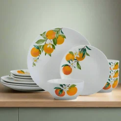 Oranges 12 Piece Dinnerware Set, Service for 4