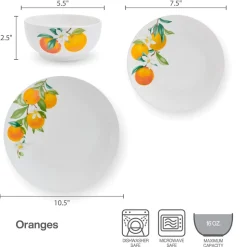 Oranges 12 Piece Dinnerware Set, Service for 4