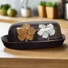 Painted Poppies Covered Butter Dish
