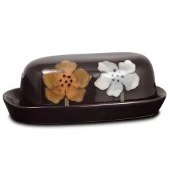 Painted Poppies Covered Butter Dish