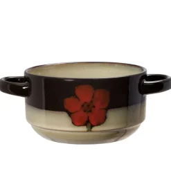 Painted Poppies Double Handled Soup Bowl