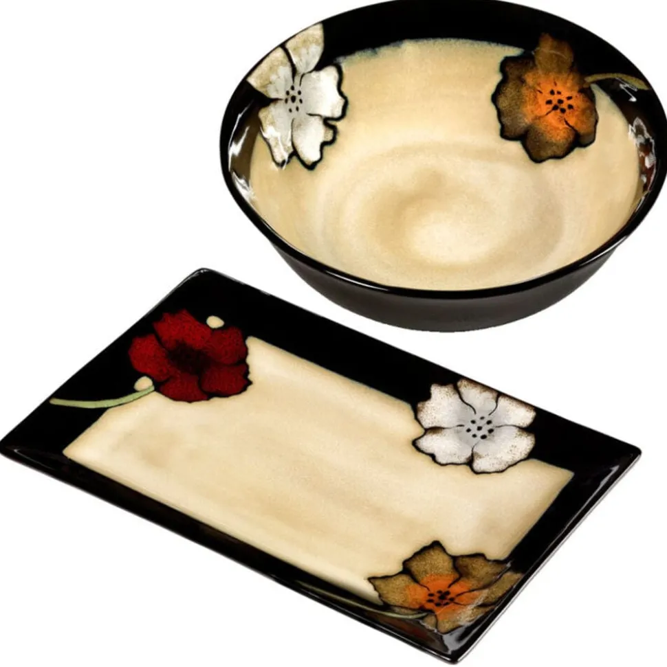 Painted Poppies Service for 8 with Serveware