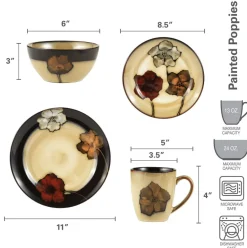 Painted Poppies Service for 8 with Serveware