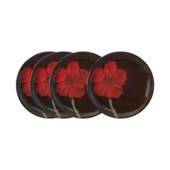 Painted Poppies Set of 4 Appetizer Plates
