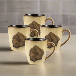 Painted Poppies Set of 4 Mugs