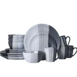 Parker Gray 16 Piece Dinnerware Set, Service for 4