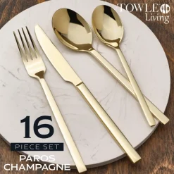 Paros Champagne Forged 16 Piece Flatware Set, Service for 4