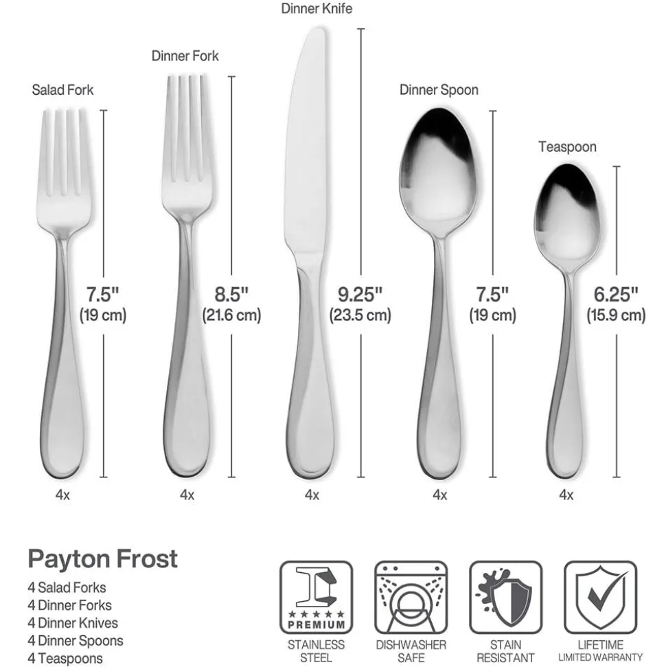 Payton Frost 20 Piece Flatware Set, Service for 4