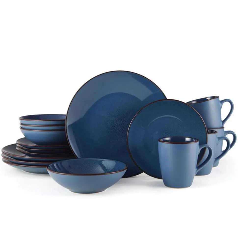 Pierce Blue 16 Piece Dinnerware Set, Service for 4
