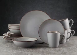 Pierce Gray 16 Piece Dinnerware Set, Service for 4