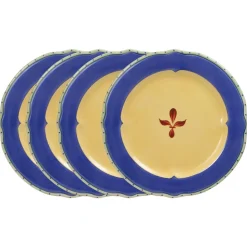 Pistoulet® Set of 4 Dinner Plates with Blue Band