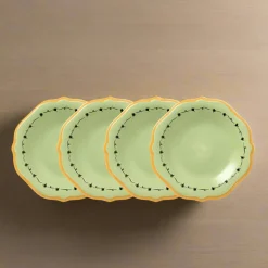 Pistoulet® Set of 4 Salad Plates with Yellow Band