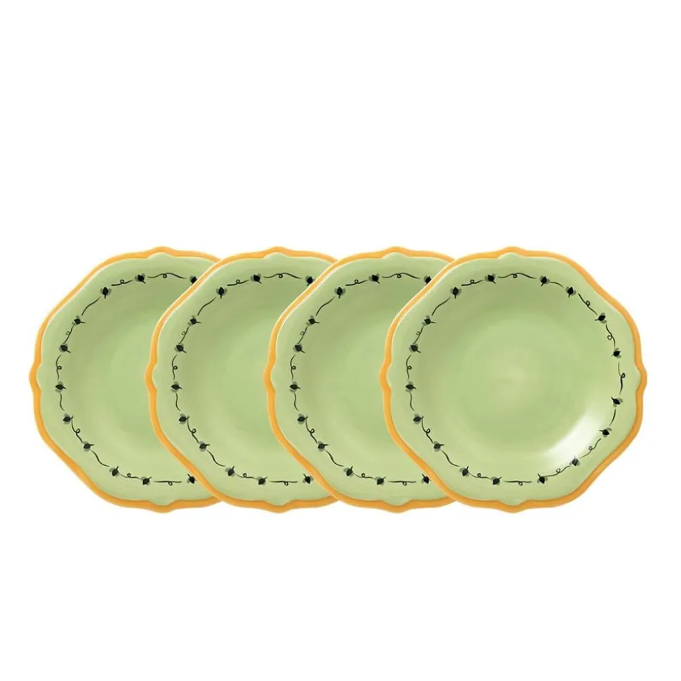 Pistoulet® Set of 4 Salad Plates with Yellow Band