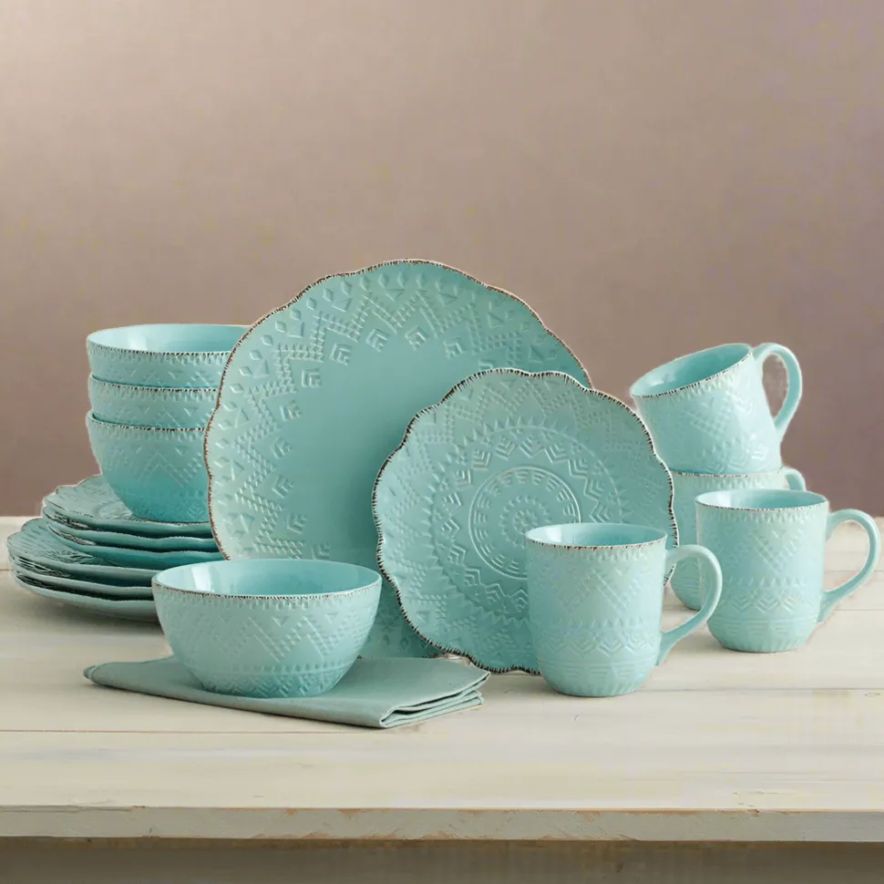 Remembrance Teal Dinnerware Set