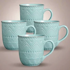 Remembrance Teal Set of 4 Mugs