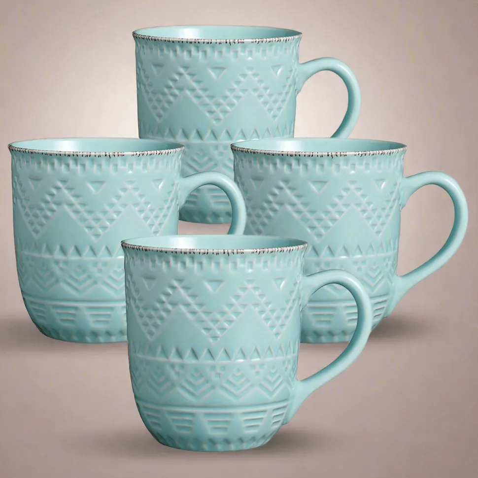 Remembrance Teal Set of 4 Mugs