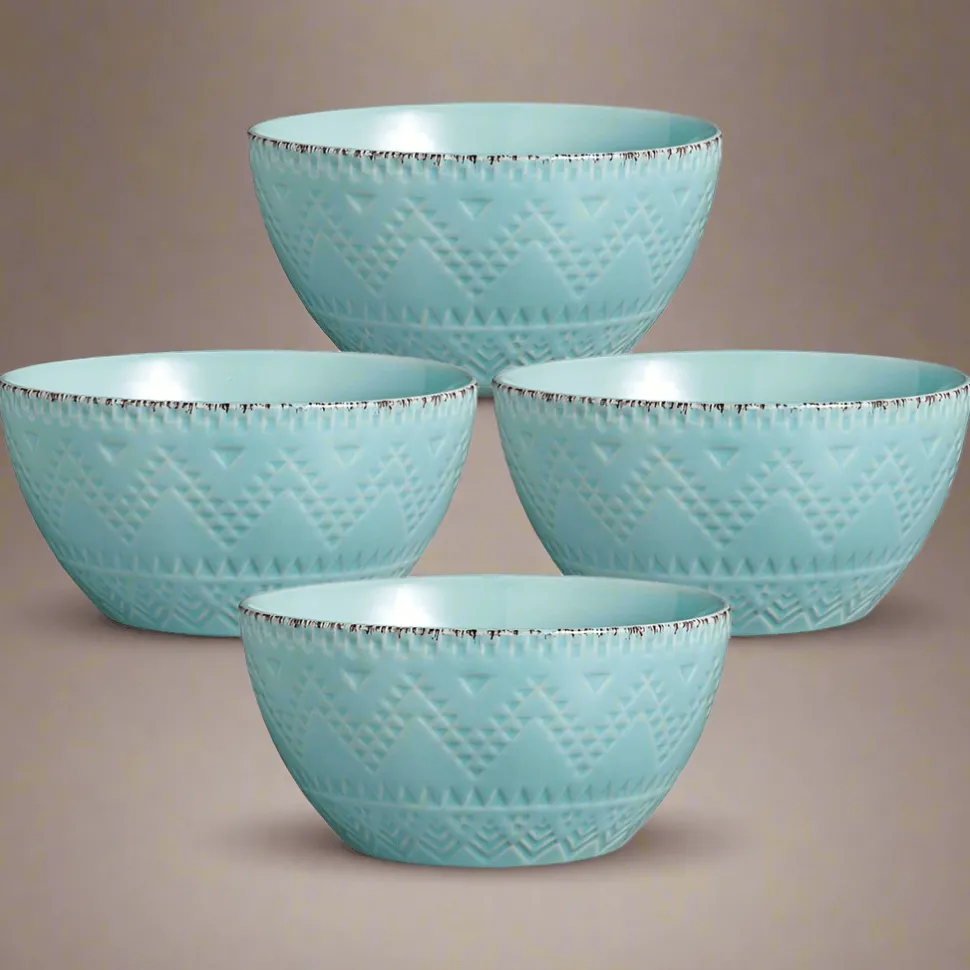 Remembrance Teal Set of 4 Soup Cereal Bowls