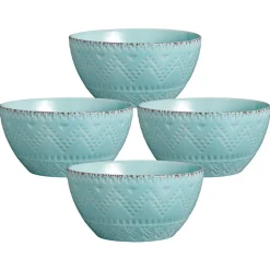 Remembrance Teal Set of 4 Soup Cereal Bowls