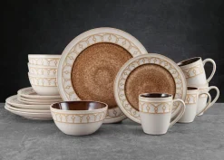 Remi Beige 16 Piece Dinnerware Set, Service for 4