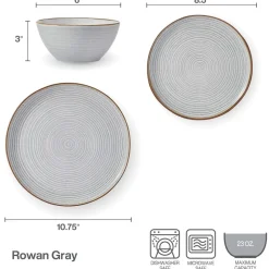 Rowan Gray Service 12 Piece Set, Service for 4