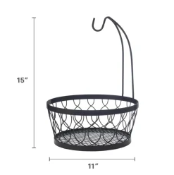 Rustic Farmstand Fruit Storage Basket with Banana Hook
