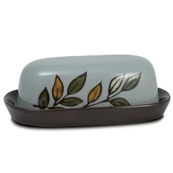 Rustic Leaves Covered Butter Dish