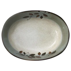 Rustic Leaves Oval Serve Bowl
