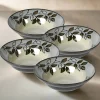 Rustic Leaves Set of 4 Rim Soup Cereal Bowls