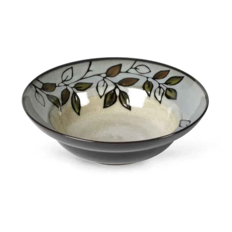 Rustic Leaves Set of 4 Rim Soup Cereal Bowls