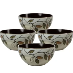 Rustic Leaves Set of 4 Soup Cereal Bowls