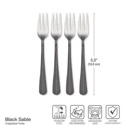 Sable Black Set of 4 Appetizer Forks