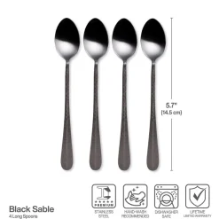 Sable Black Set of 4 Long Handled Spoons