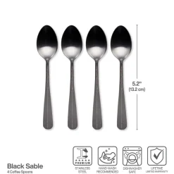 Sable Black Set of 4 Mini Coffee Spoons