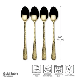 Sable Gold Set of 4 Long Handled Spoons