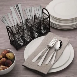 Satin Danford 24 Piece Flatware Set with Wire Caddy, Service for 6