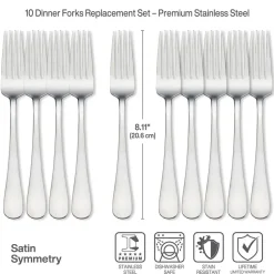 Satin Symmetry Set of 10 Dinner Forks